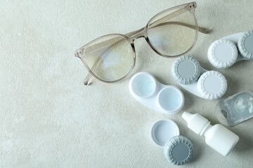 Concept of contact lenses for eyes, health care