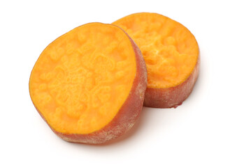 Sweet potatoes. Cooked sweet potatoes on white background 