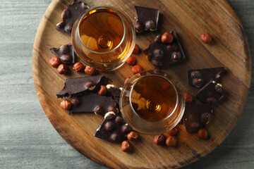 Concept of hard alcoholic drinks with cognac