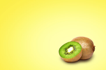 Composition of juicy kiwi on a bright background