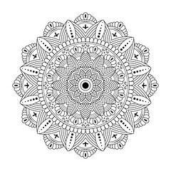 Circular pattern mandala, Decorative ornament Oriental pattern vector illustration. Henna, Mehndi, tattoo, decoration style. Coloring book page.