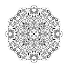 Fototapeta premium Circular pattern mandala, Decorative ornament Oriental pattern vector illustration. Henna, Mehndi, tattoo, decoration style. Coloring book page.