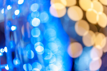 Night light at city colorful bokeh abstract background blur lens flare reflection beautiful circle...