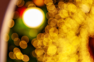 Night light at city colorful bokeh abstract background blur lens flare reflection beautiful circle...