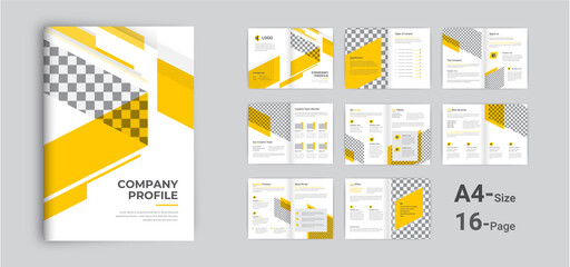 Brochure template layout design, 16 page corporate brochure editable template layout.