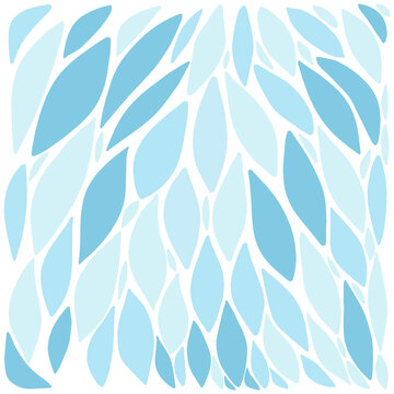 Abstract Pattern Background With Blue Organic Shapes, Leaves. Vector Illustration Monochrome Background Design.