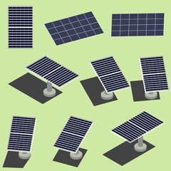 Isometric Drawing of Solar PV Module Photofoltaic, Modular with Shadow and Editable Tilt, Pastel Color Scheme, Flat Cartoon Vector Illustration can be used for Icon, Logo or Avatar