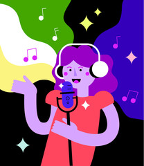 Singing girl with microphone