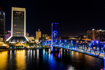 Night view of Buildings in Jacksonville Florida - Long Exposure