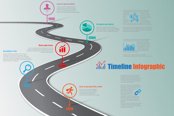 Business roadmap timeline infographic template with pointers designed for abstract background milestone modern diagram process technology digital marketing data presentation chart Vector illustration