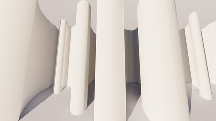 Abstract architecture background white curved walls 3d render