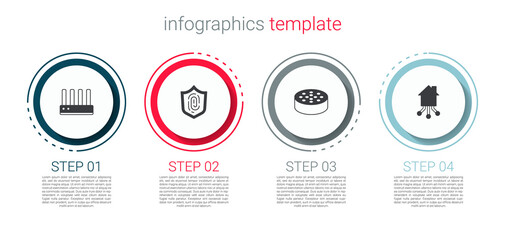 Set Router and wi-fi signal, Fingerprint, Water sensor and Smart home. Business infographic template. Vector