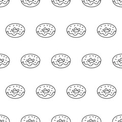 Simple seamless pattern of no color donuts with cartoon style illustration background template vector