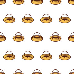 Simple seamless pattern of ufo cookies with cartoon style illustration background template vector