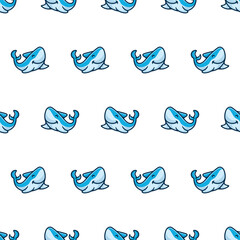 Simple seamless pattern of fun cute sharks with cartoon style illustration background template vector