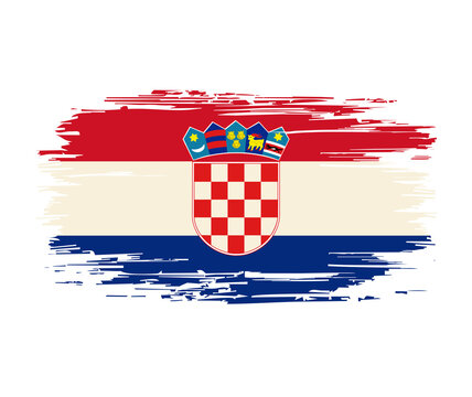 Croatian flag brush grunge background. Vector illustration.