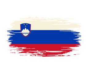 Slovenian flag brush grunge background. Vector illustration.