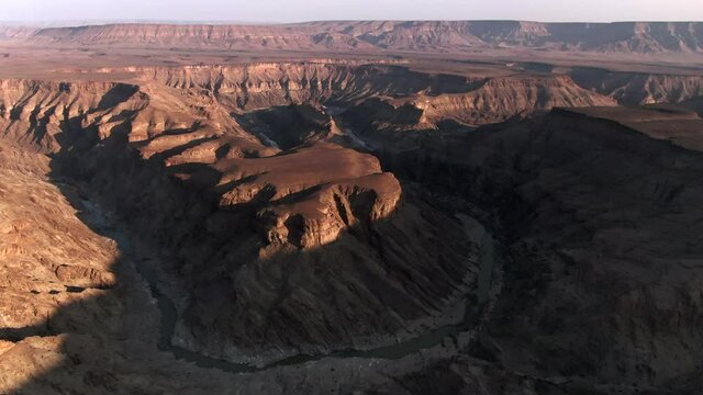 Aerial view of Fish River Canyon in Namibia, the second largest canyon in the world and the largest in Africa.