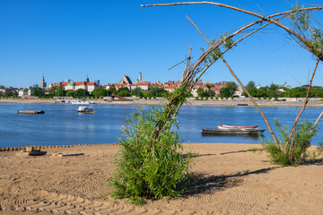 River Beach And City Skyline Of Warsaw