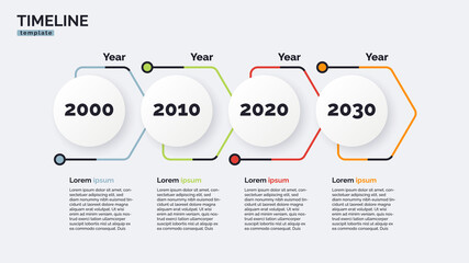Vector timeline minimal infographic concept template with four periods of time. Editable stroke