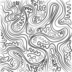 Doodle surreal fantasy weaves coloring page for adults. Fantastic graphic artwork. Hand drawn simple illustration.