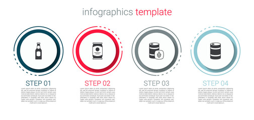Set Beer bottle, can, Metal beer keg and . Business infographic template. Vector