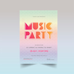 Obraz premium Music Party Flyer Design With Geometric Pattern And Event Details In Gradient Color.