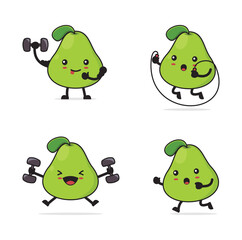 pear cartoon With fitness concept