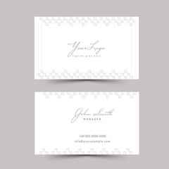 White Color Business Card Template In Front And Back View.