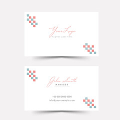 Front And Back View Of Horizontal Business Card Template Layout In White Color.