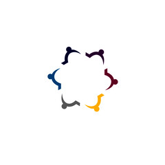 COLORFUL PEOPLE TEAM SIGN, SYMBOL, LOGO ISOLATED ON WHITE