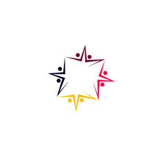 COLORFUL PEOPLE TOGETHER, PEOPLE UNION SIGN, SYMBOL, LOGO ISOLATED ON WHITE