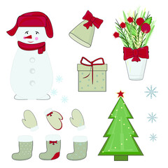 set of christmas elements
