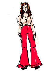 girl in red trousers