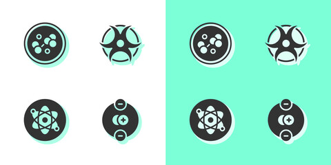 Set Atom, Molecule, and Biohazard symbol icon. Vector