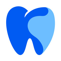 tooth illustration or dental logo with K letter and abstract  heart shape.