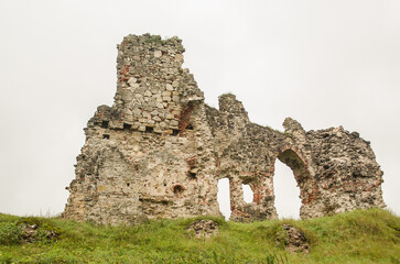 Fototapeta na wymiar Ruins of Aizkraukle castle, ancient historical place at the river Daugava, Latvia.