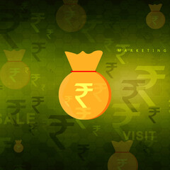 Rupee currency . 2D rendering illustration
