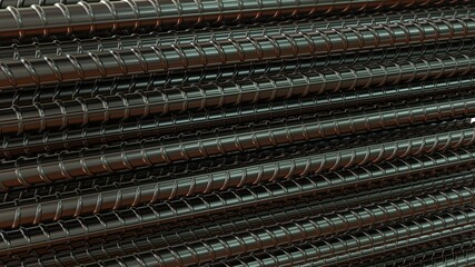 steel rebar background, isolated design industrial 3D illustration