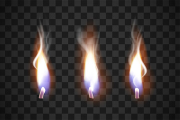 Realistic flame candles with the effect of transparency