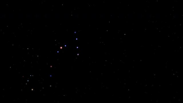 Stars of the Scorpion constellation. 4K motion image on black background.