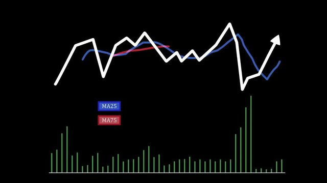 Stock chart with technical indicators. 4K motion footage.