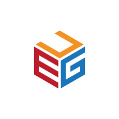 Hexagon logo with the letters UEG design