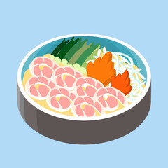 sushi set prawn soup food vector isolate illustration