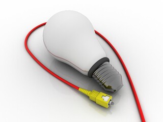 3d rendering aux cable connected globe with bulb