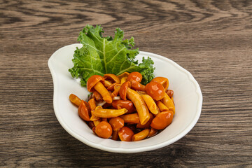 Marinated mushroom - honey agaric in the bowl