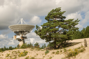 A huge soviet radio telescope near abandoned military town Irbene in Latvia.