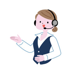 案内をするコールセンター受付の女性