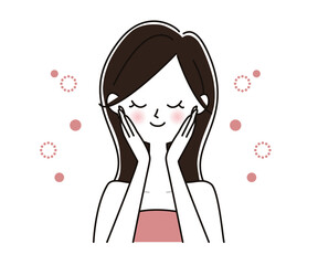 頬に手をあてる女性