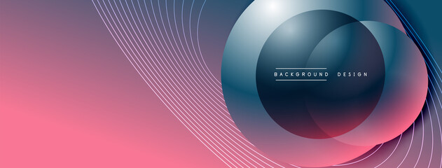 Gradient circles with shadows. Vector techno abstract background. Modern overlapping forms wallpaper background, design template